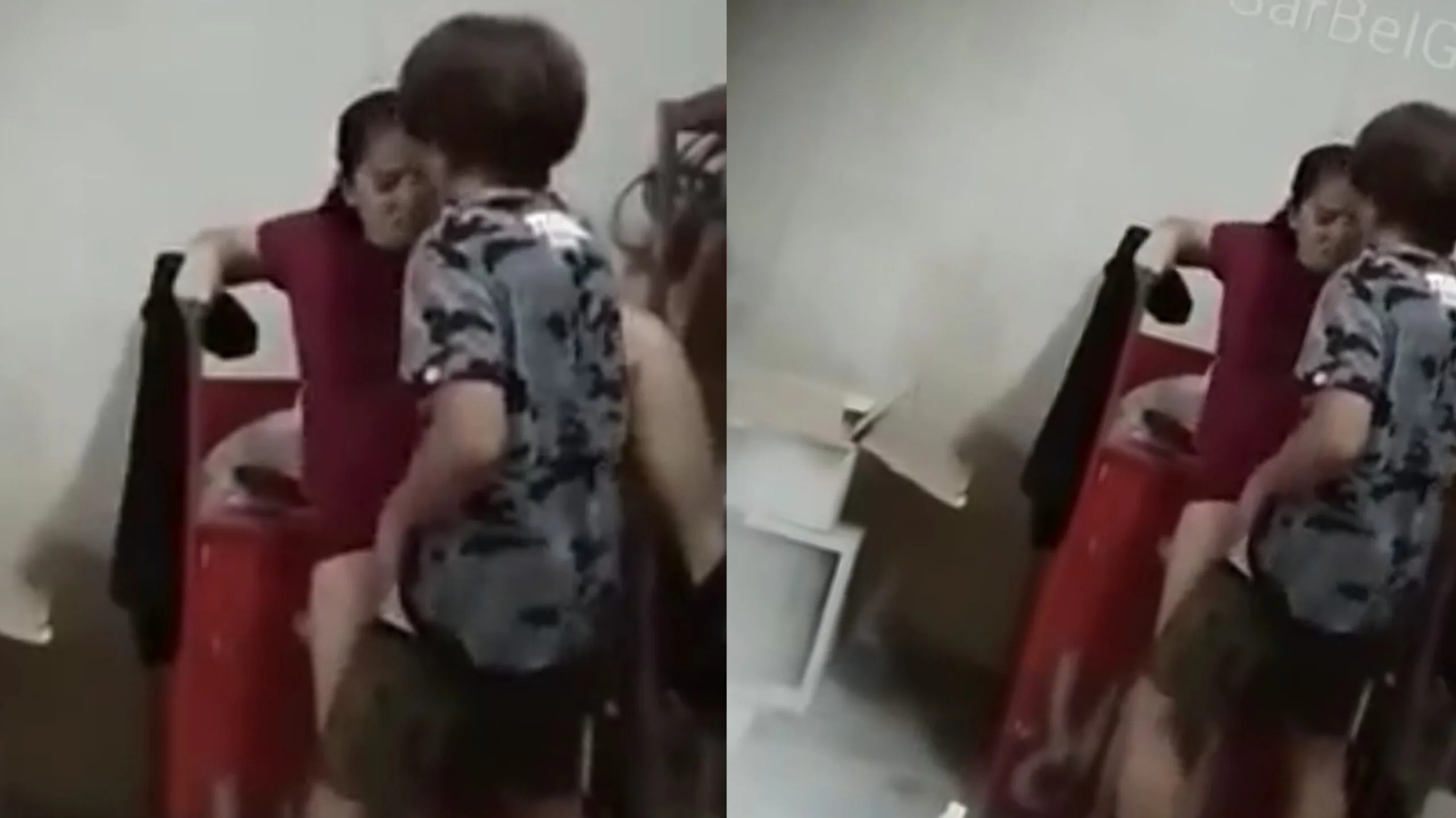 အလုပ်ခန်းထဲ ပန်ကာ ဖွင့်ပြီး ဆွဲနေတဲ့ စုံတွဲ