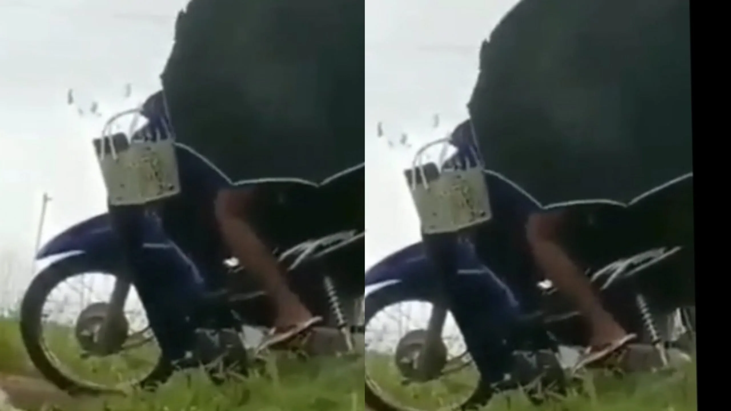 လယ်ပြင်မှာ ဆိုင်ကယ်ရပ်ရင်း ရှယ်တွယ်